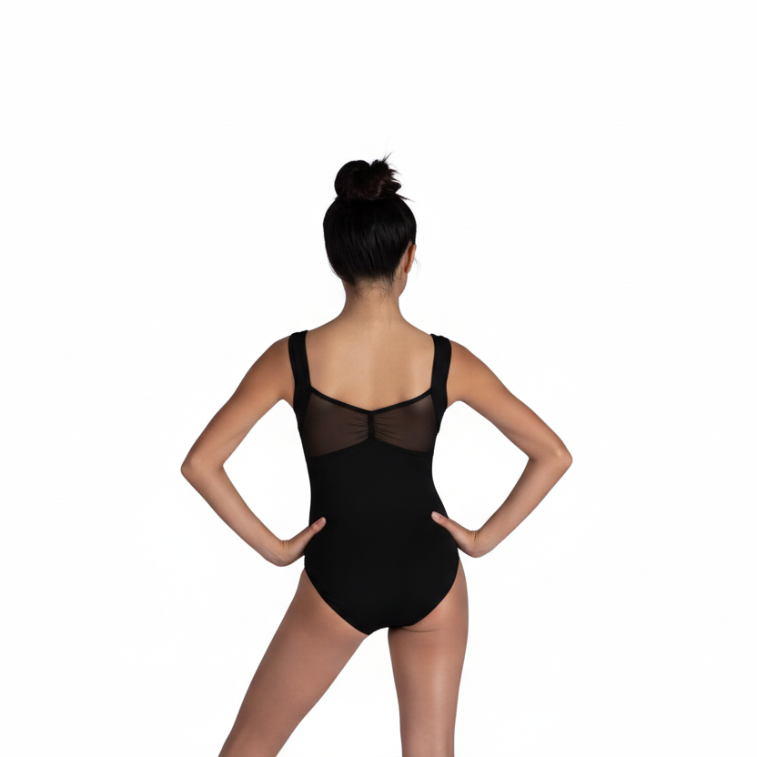 Crossover Tank Leotard Black back view