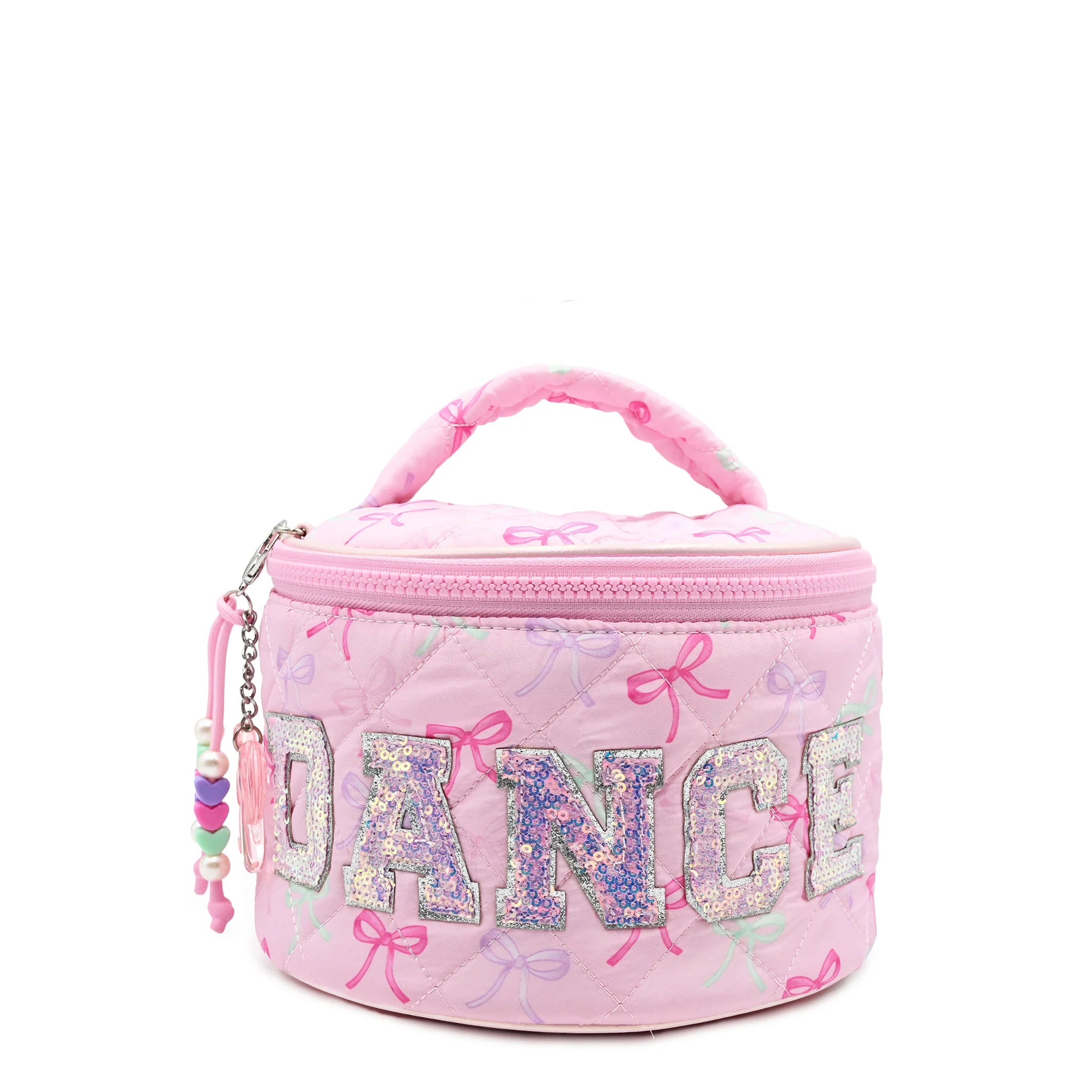 Dance Bow Round Glam Bag Pink front view