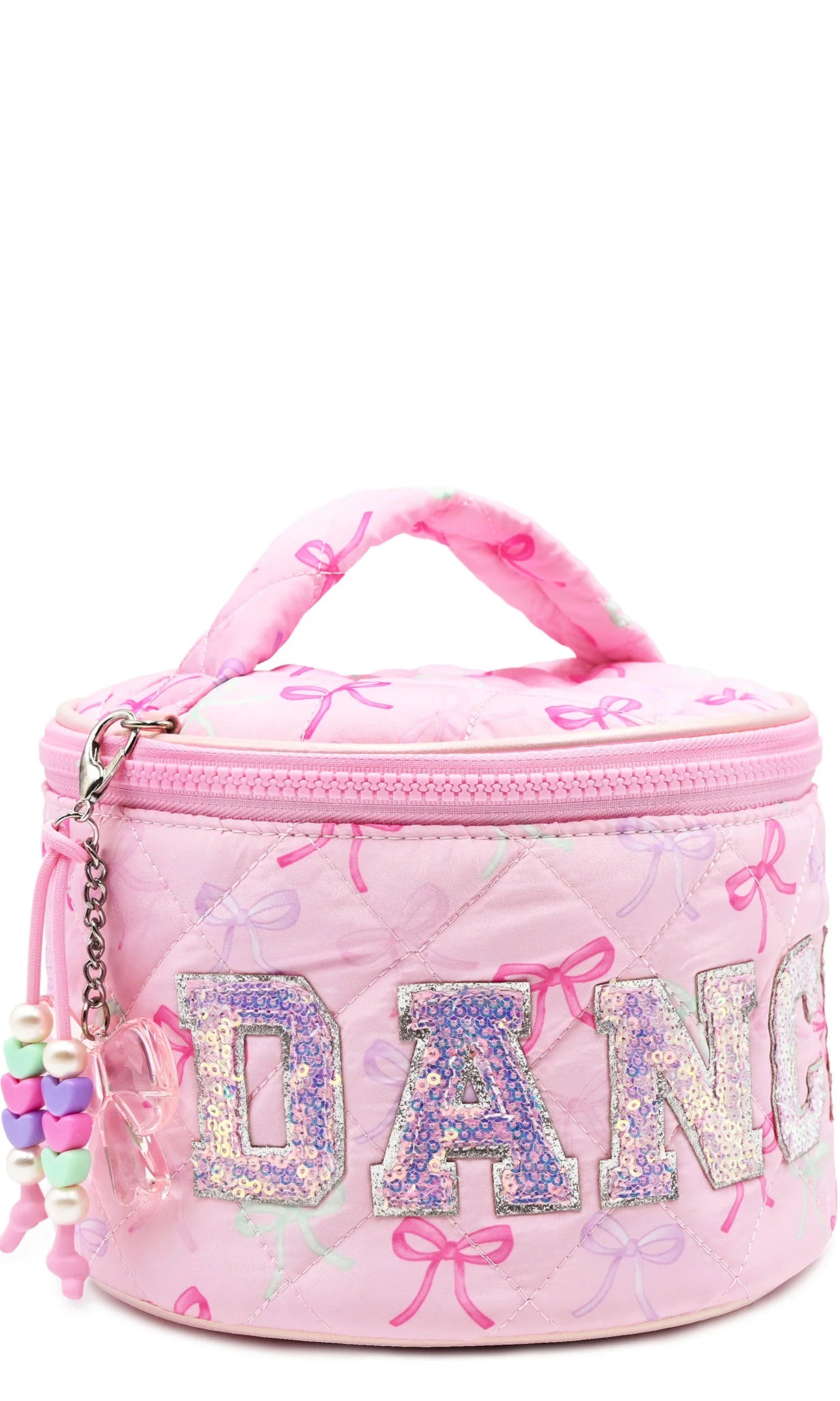 Dance Bow Round Glam Bag Pink front side view