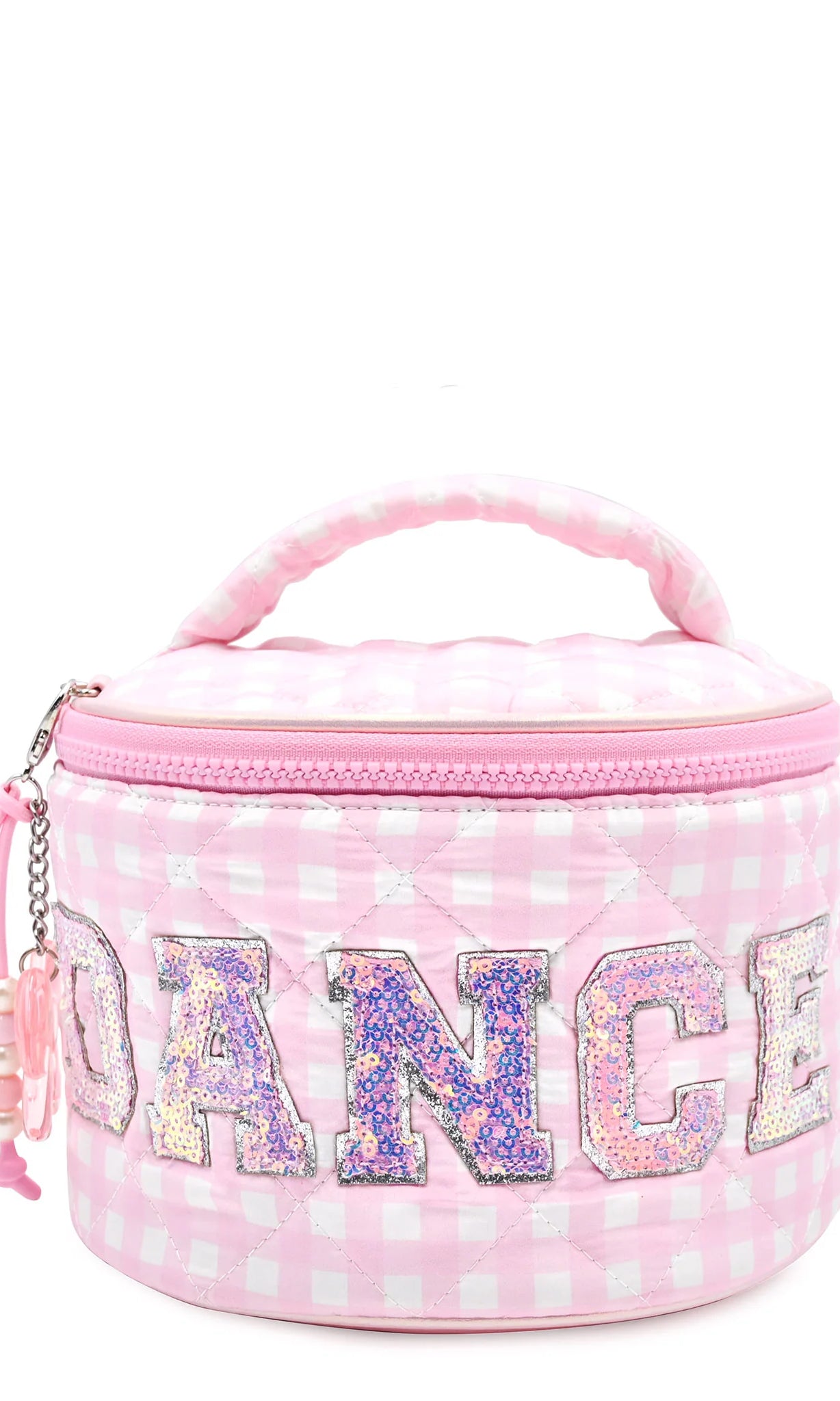 Dance Gingham Round Glam Bag Pink front view