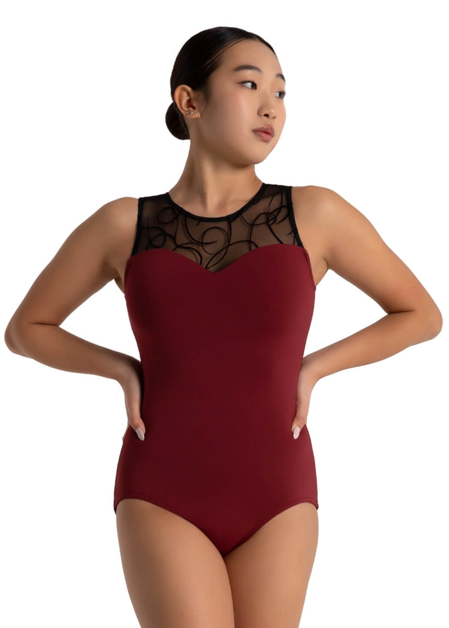 Diana Leotard Cabernet front view