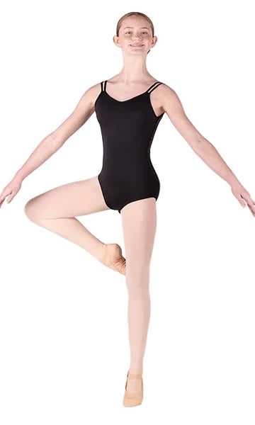 Double Strap Leotard Black front view