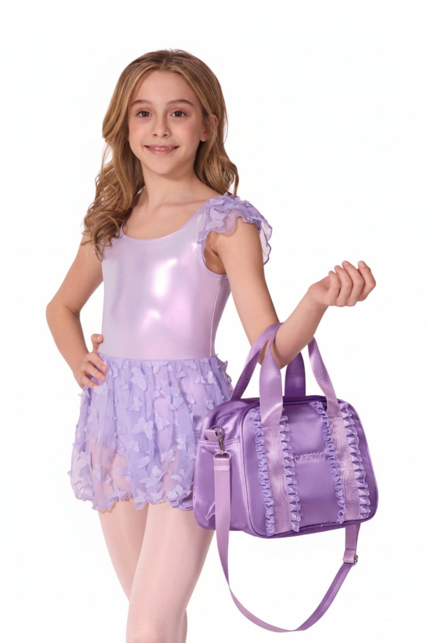 Eloise Ruffle Bag Lavender lifestyle view
