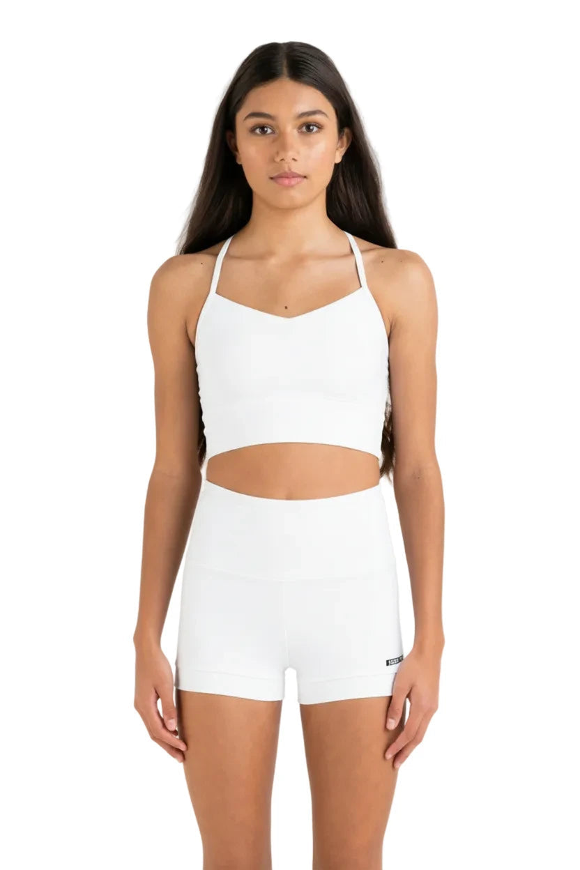 Everyday Long-line Singlet White front view