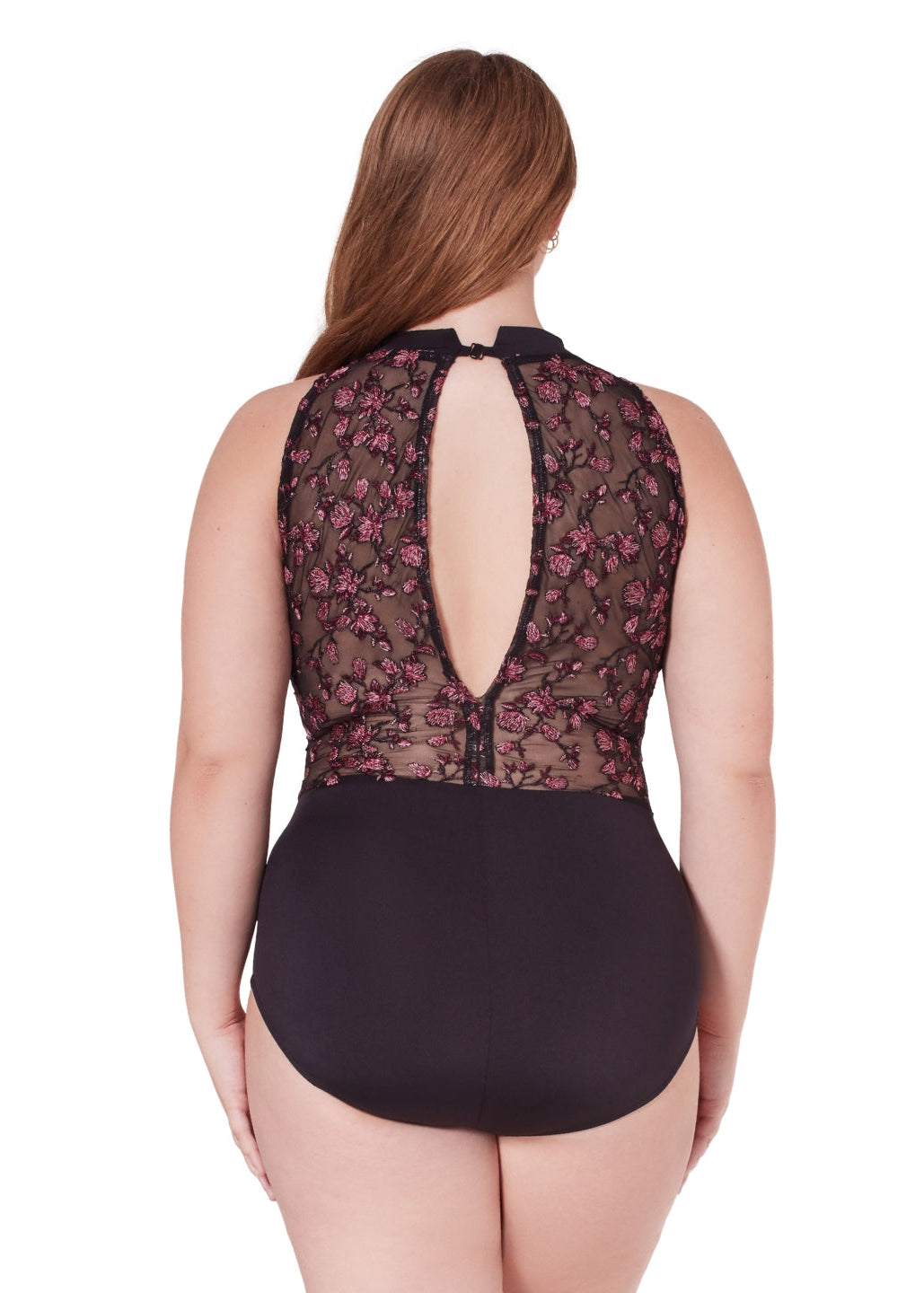 Embellish High Neck Leotard Black back view