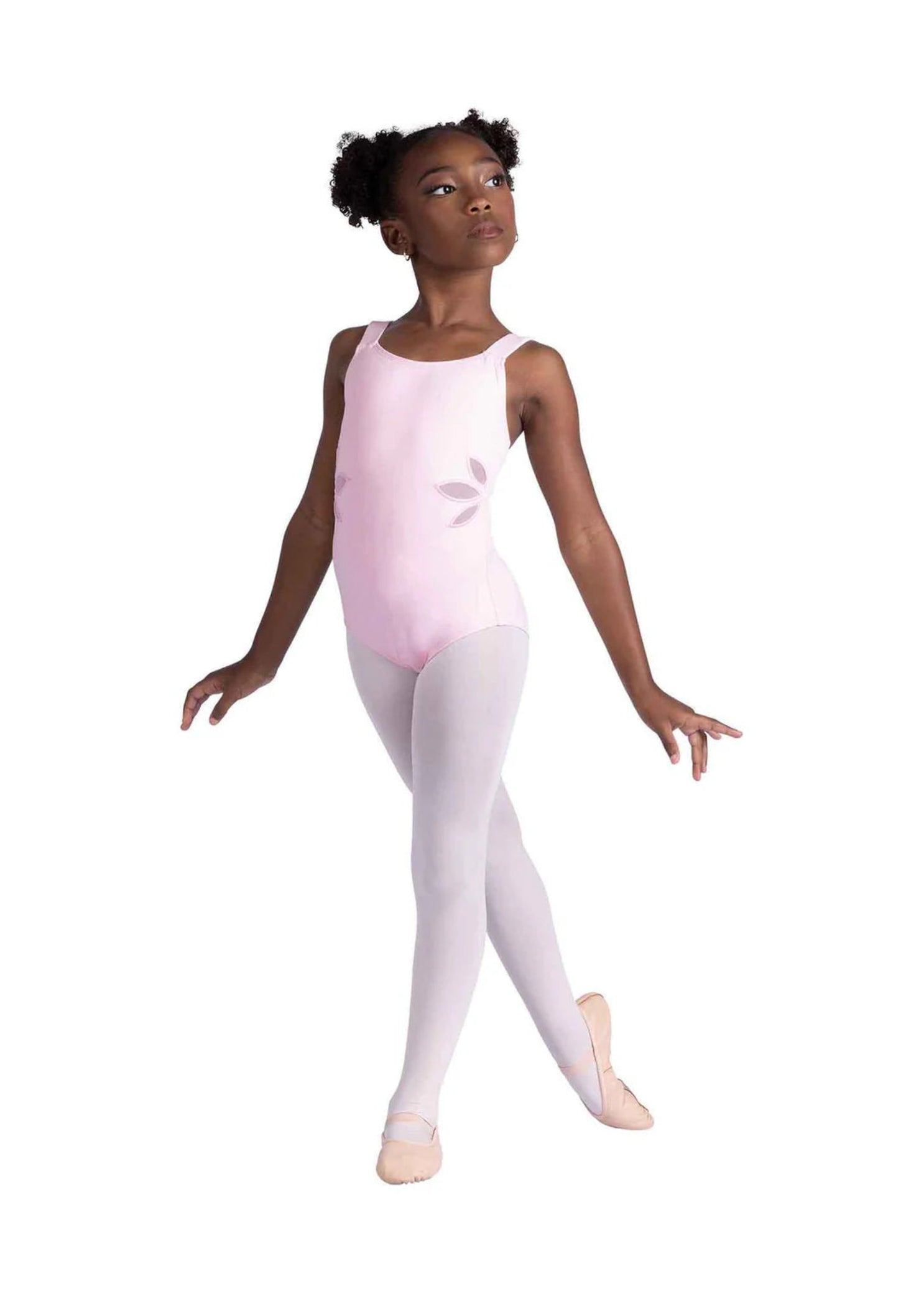 Floral Cutout Leotard Pink front view