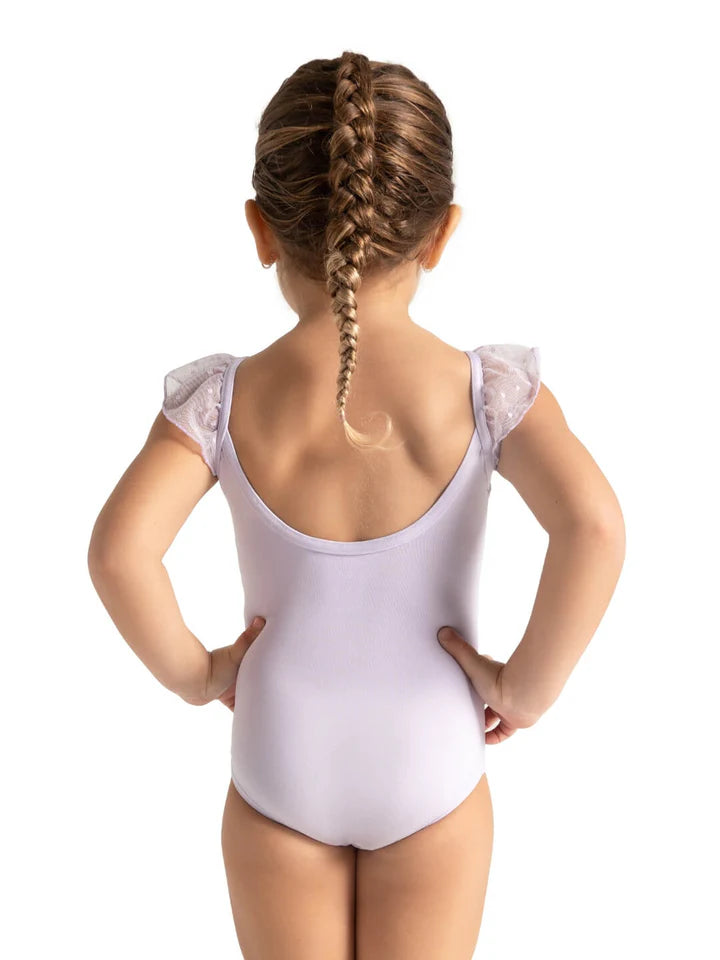 Flutter Sleeve Leotard Lavender back view