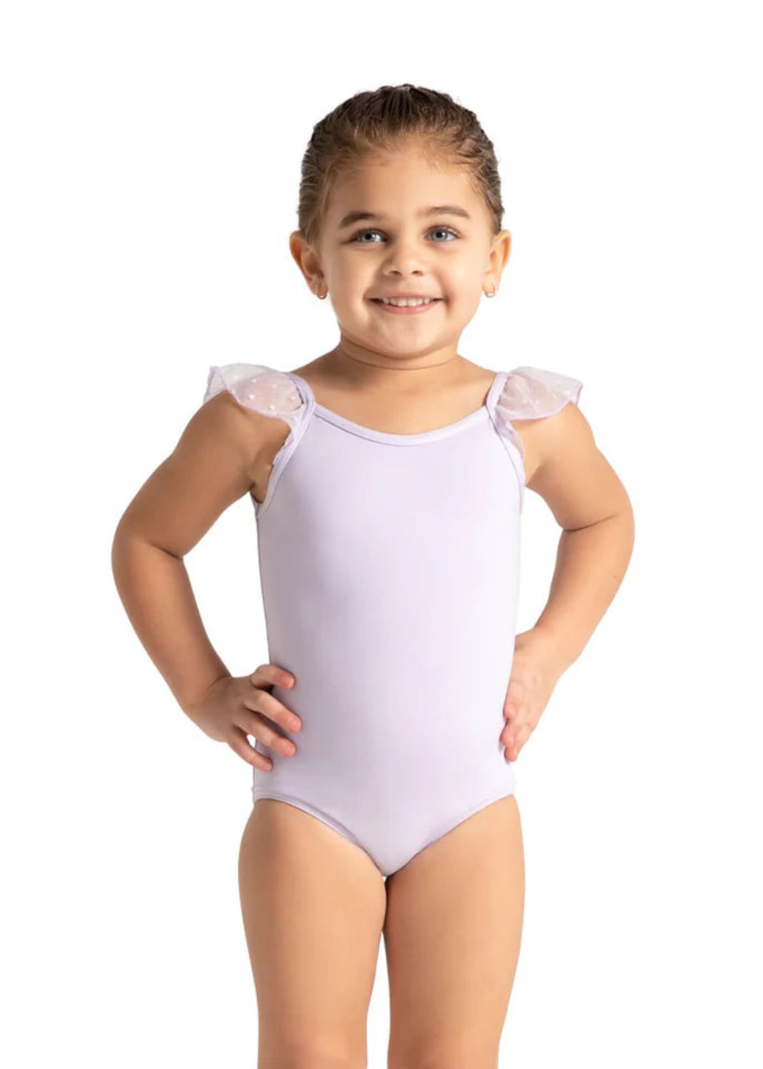 Flutter Sleeve Leotard Lavender front view