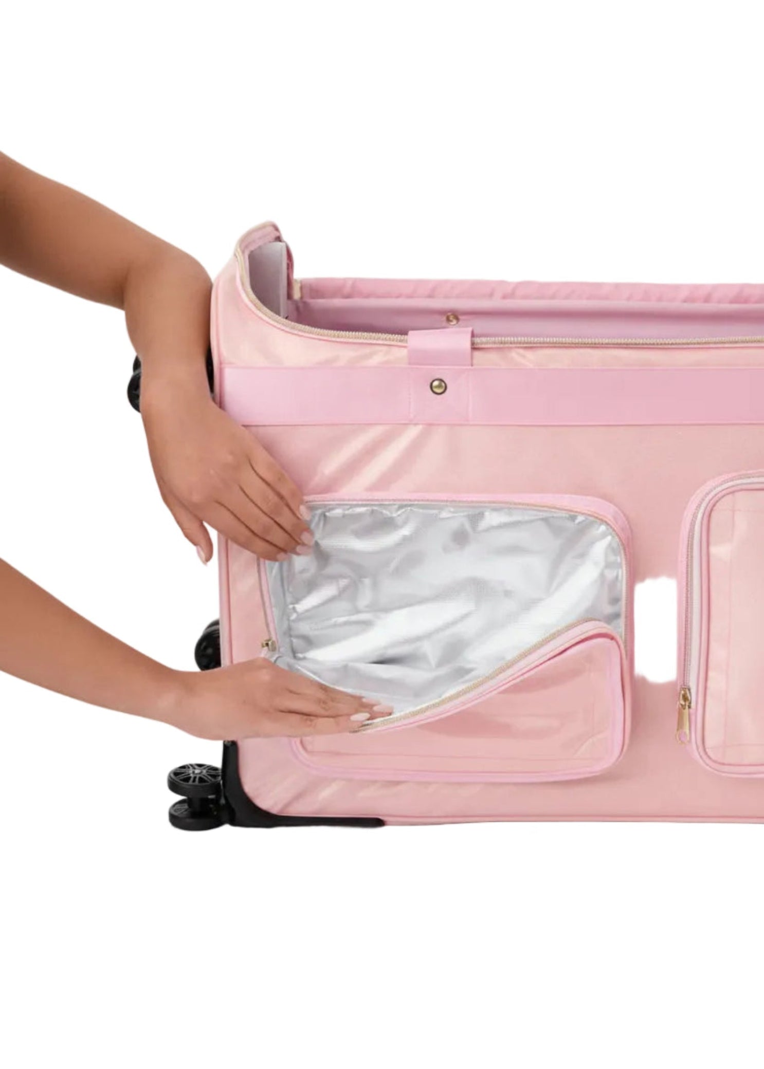 Halo Built-In Bag (Medium) Pink insulated pocket open view
