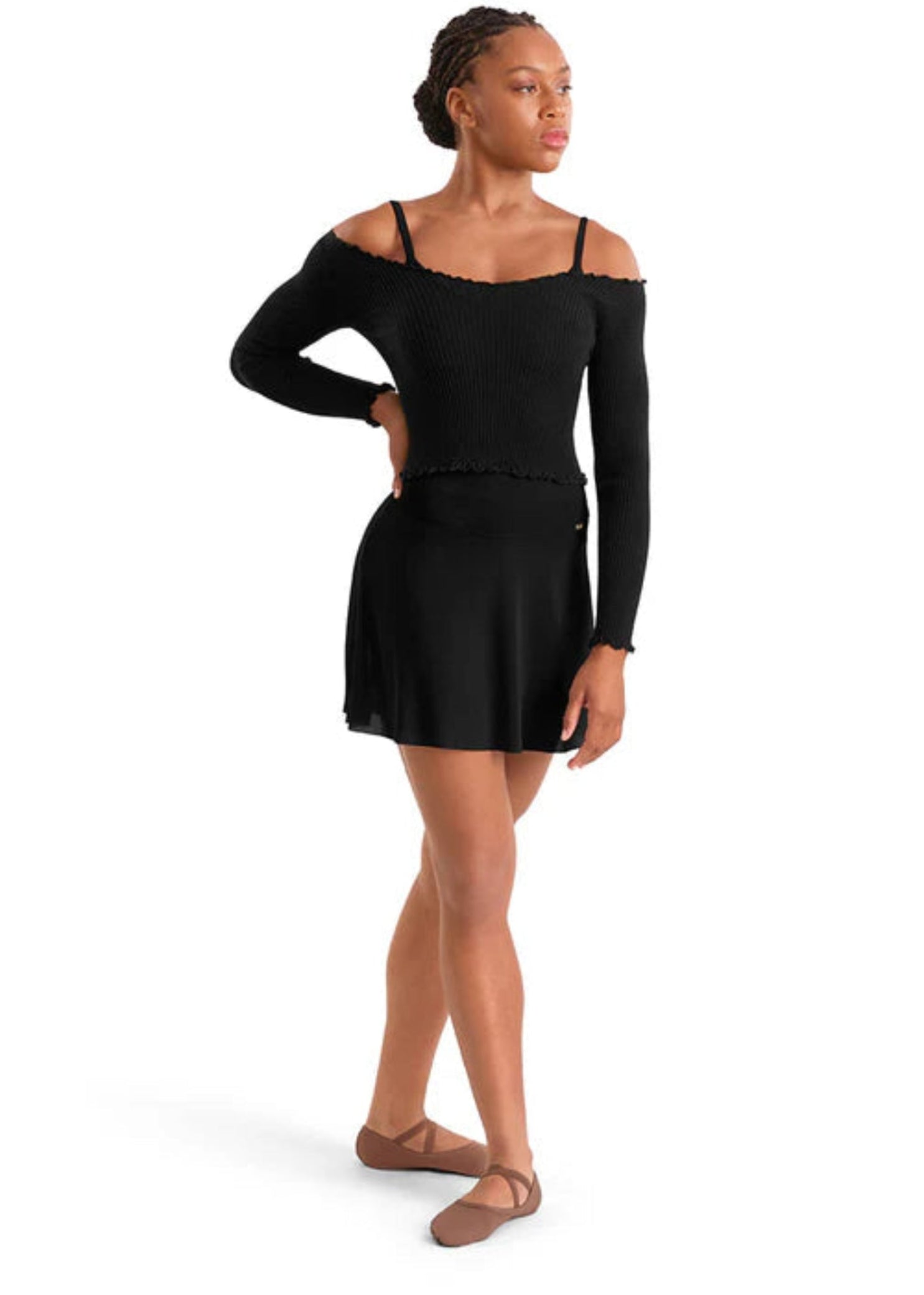 High-Low Skirt Black front view