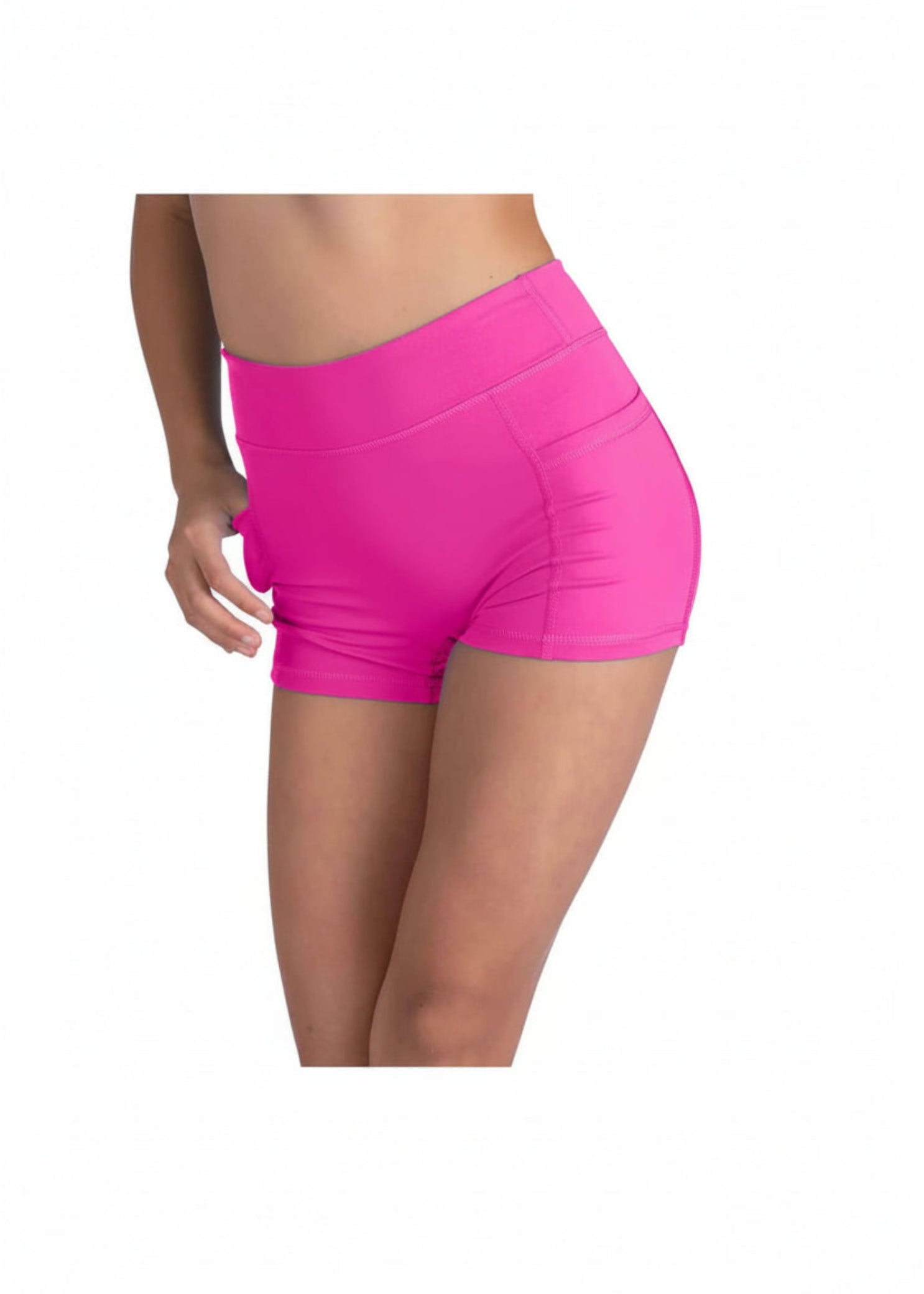 High Waist Short Neon Pink front view
