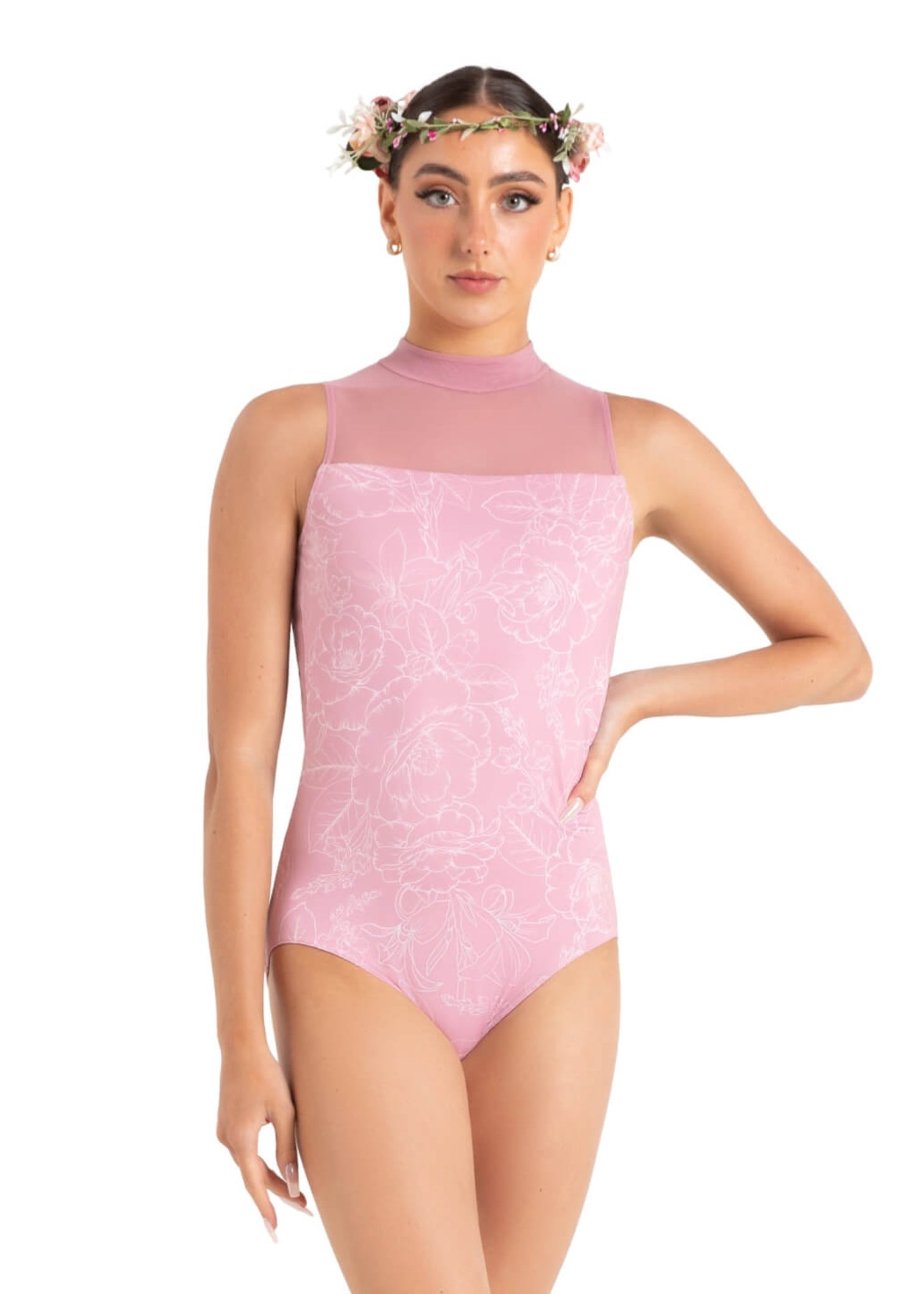 Hyacinth Leotard Outline Floral Lilas front view