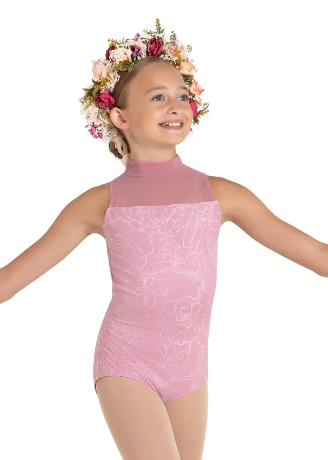 Hyacinth Leotard Outline Floral Lilas front view