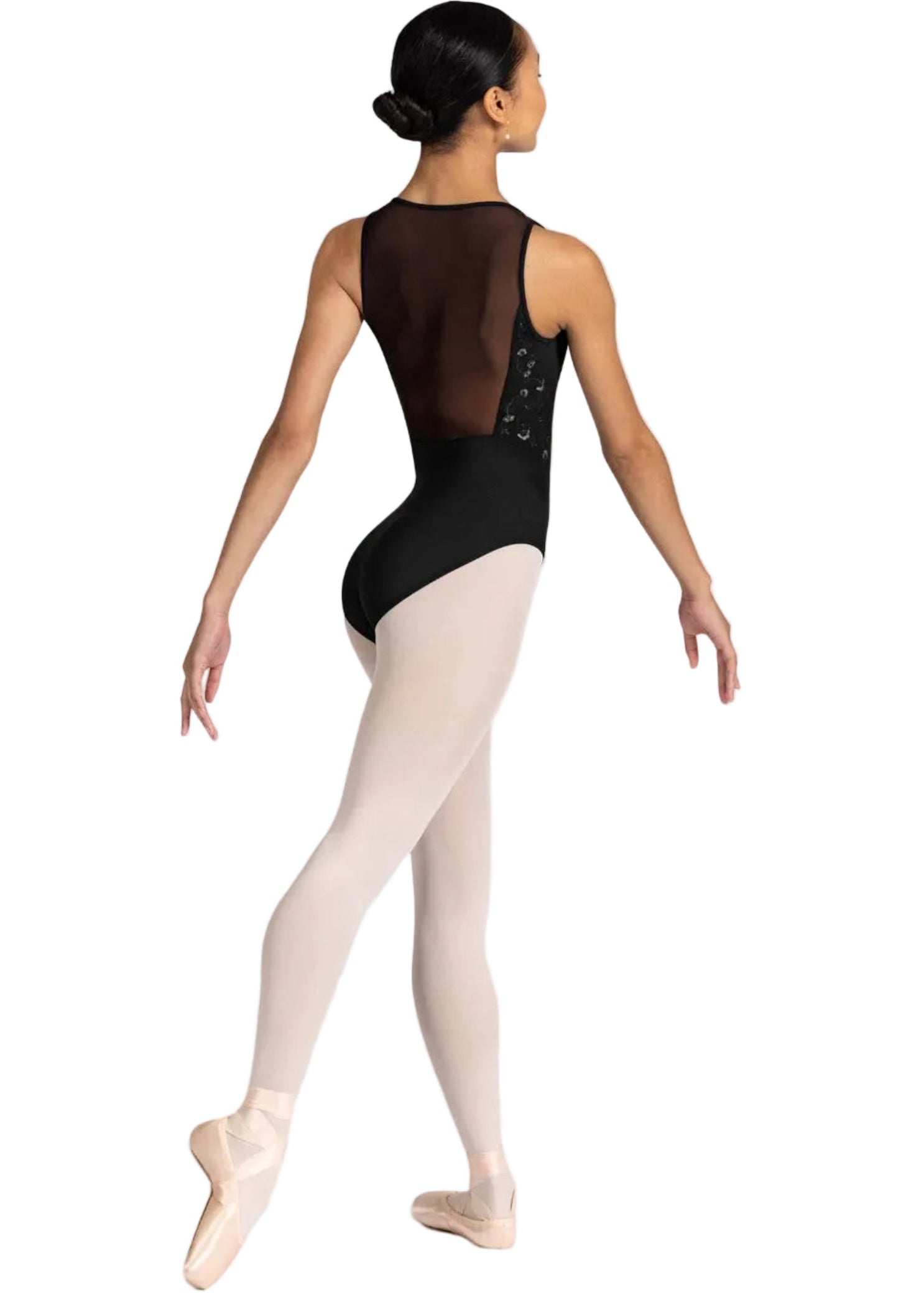 Square Neck Leotard Black back view