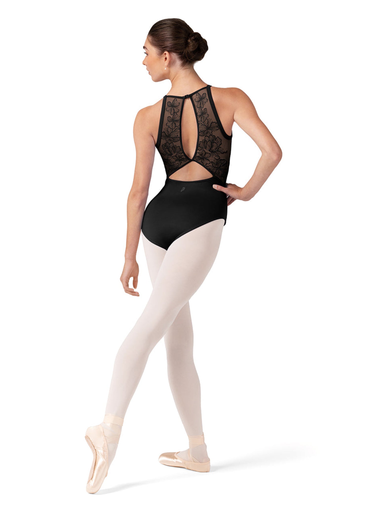 Halter Leotard Black back view