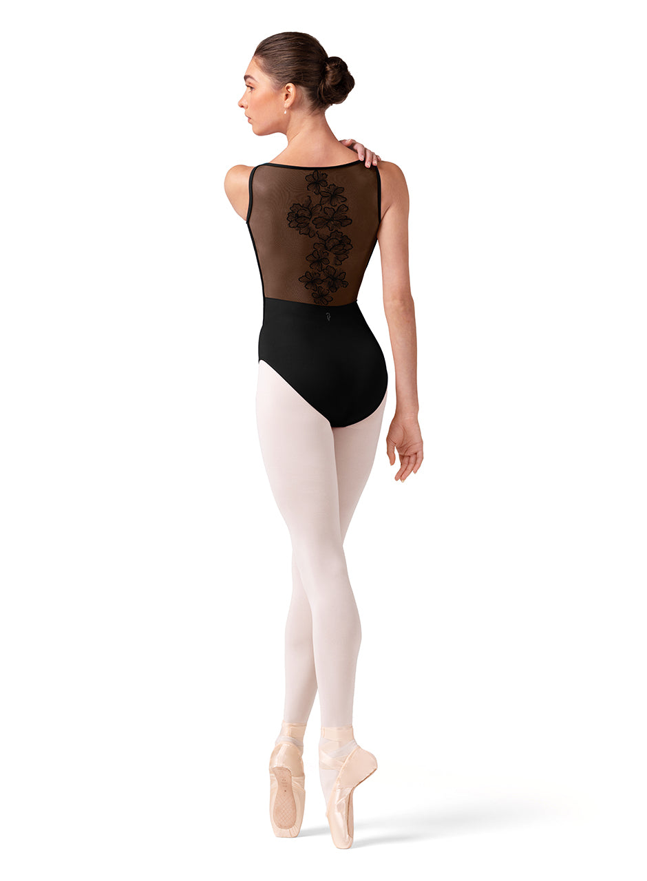 Boat Neck Leotard Black back view