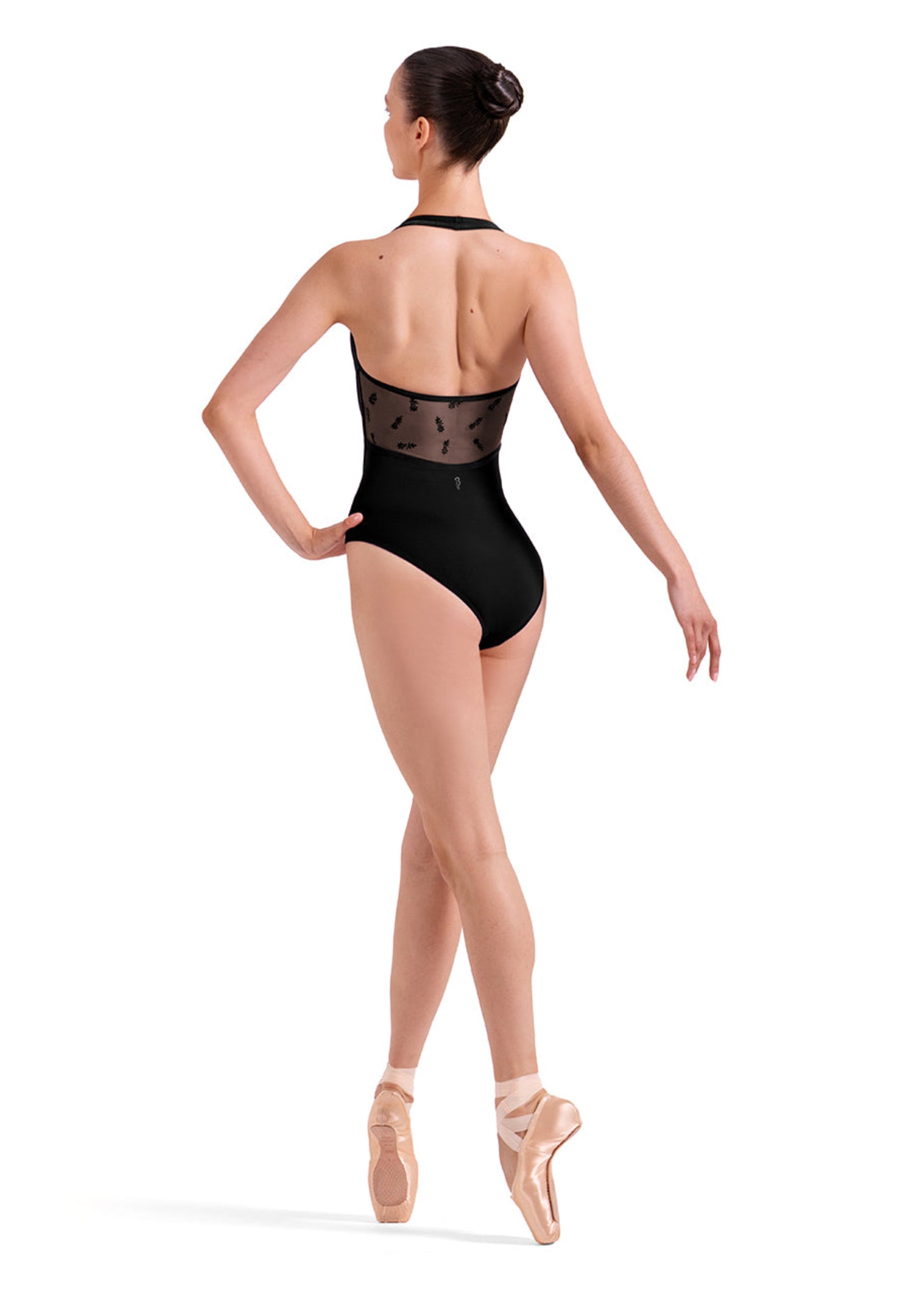 Halter Floral Leotard Black back view