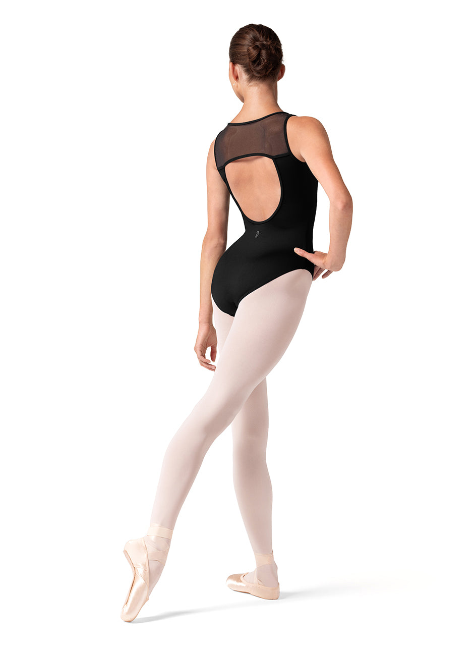Square Neck Leotard Black back view