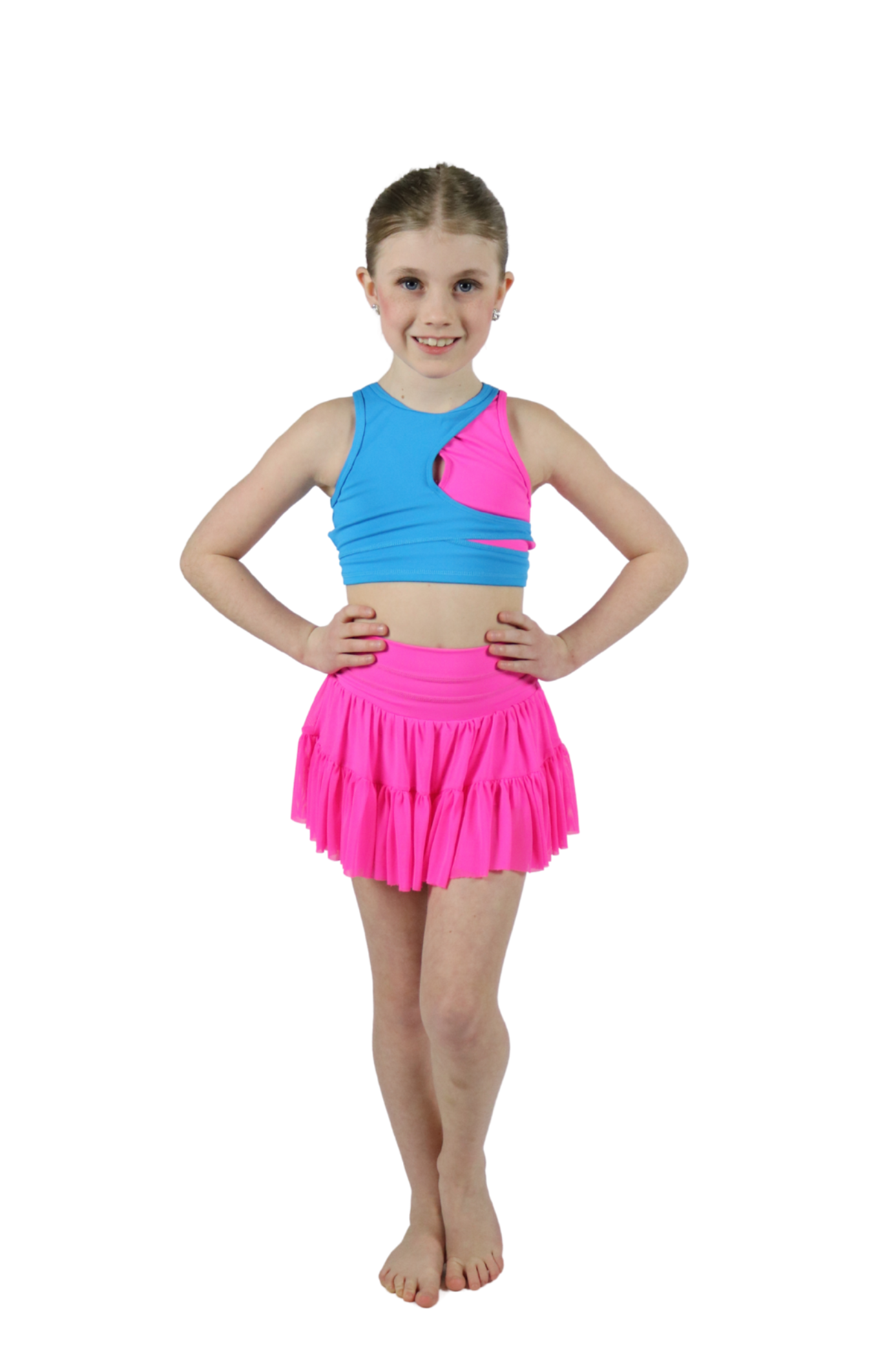 Lulu Top Caribbean Pop/Neon Pink front view