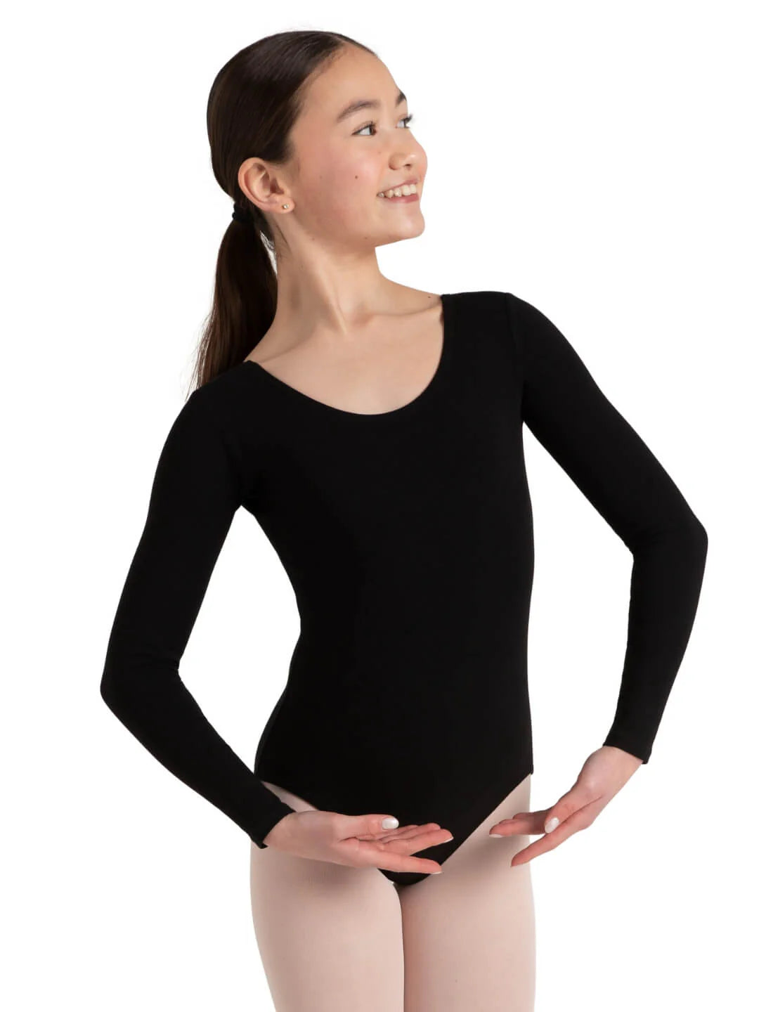 Long Sleeve Leotard Black front view