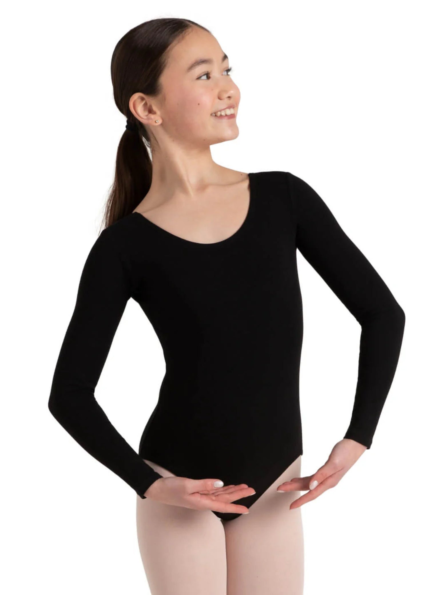 Long Sleeve Leotard Black front view