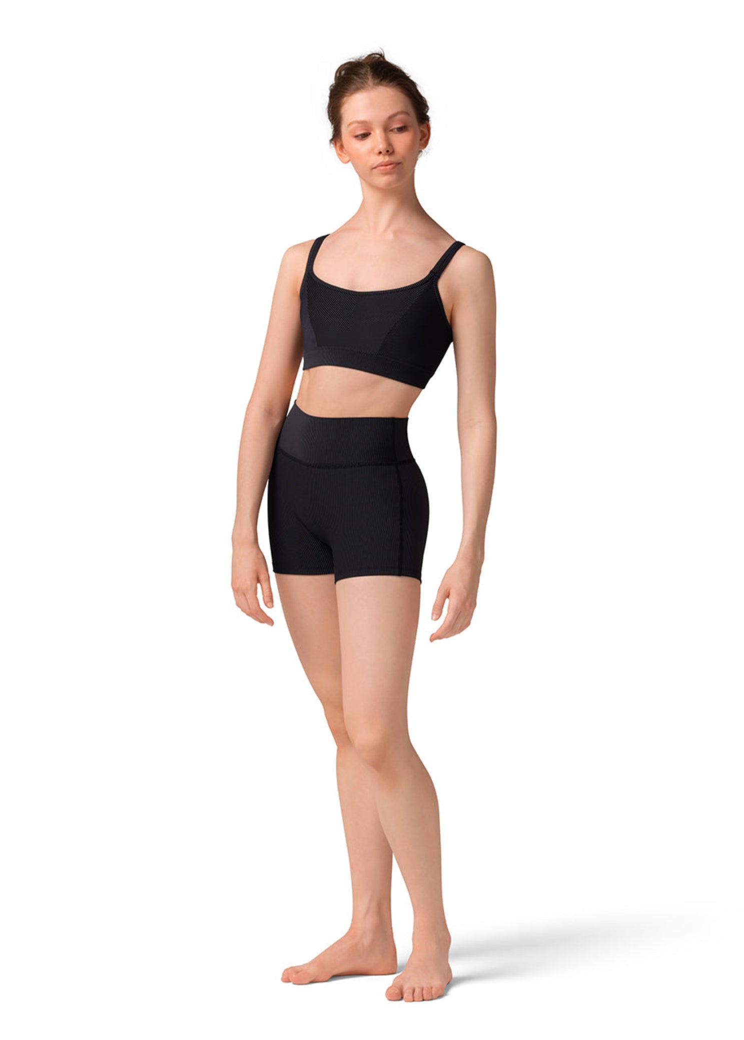 Cross Back Crop Top black front view