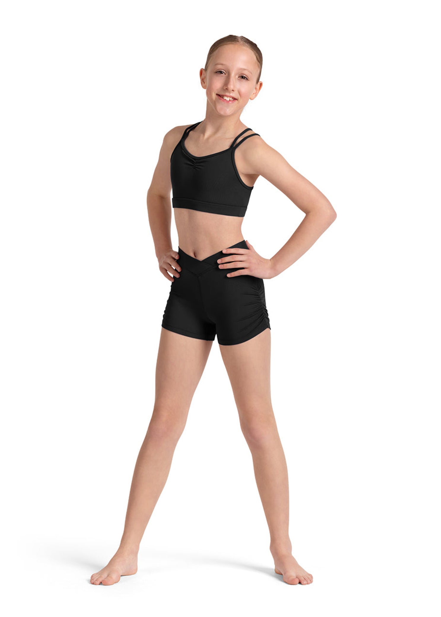 Cross Back Crop Top black front view