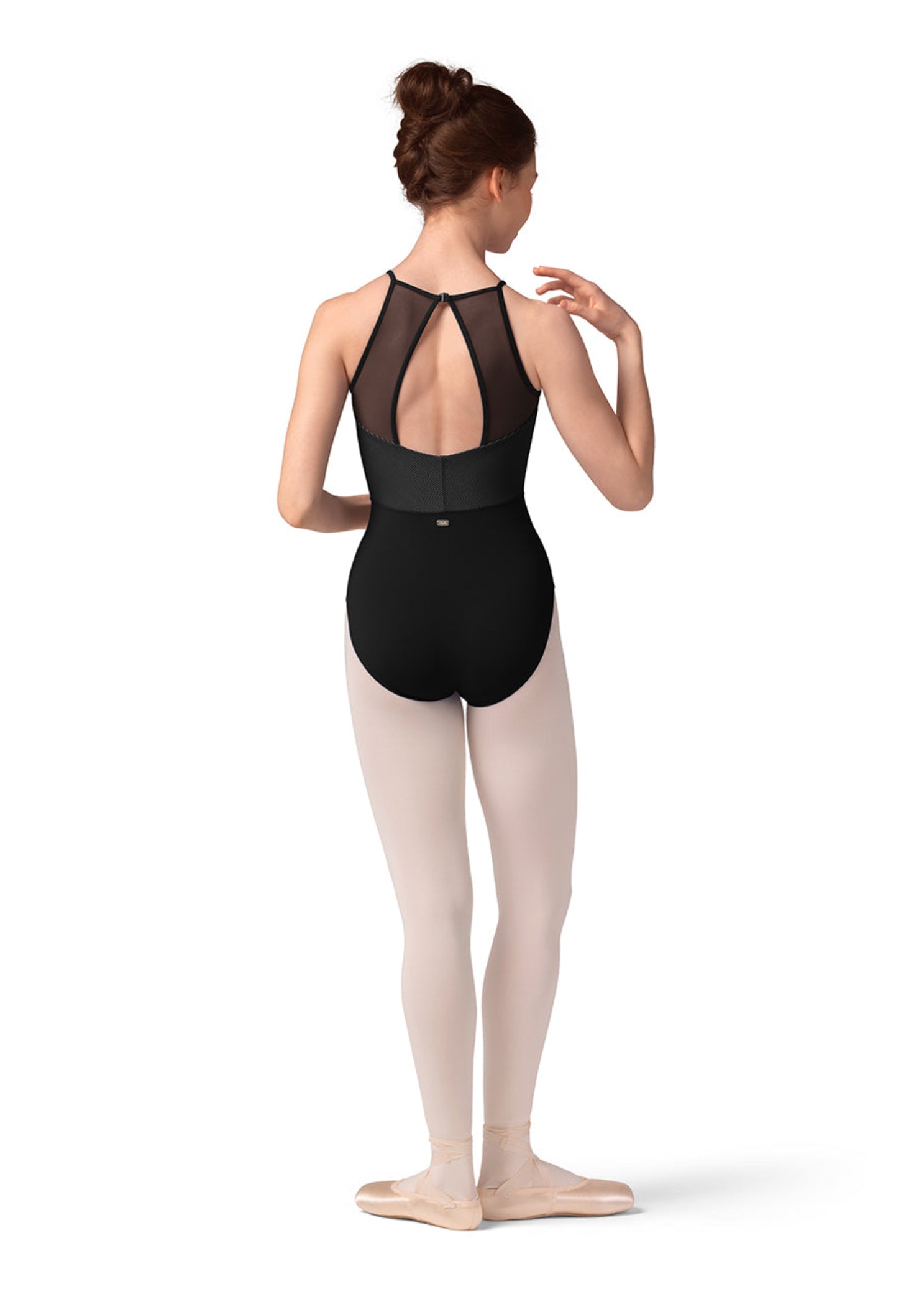 Stripe Halter Leotard Black back view