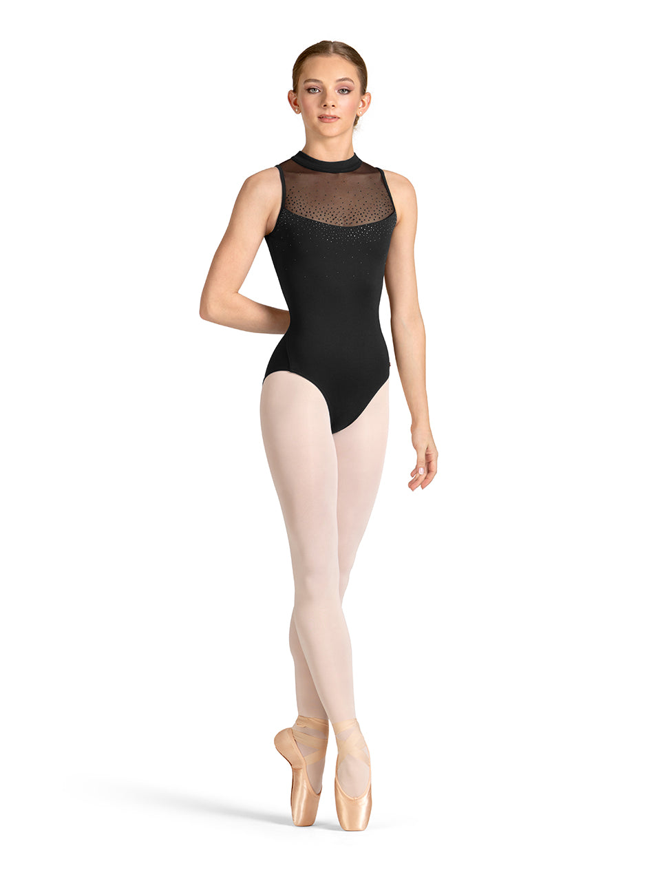 Zip Back Leotard Black front view
