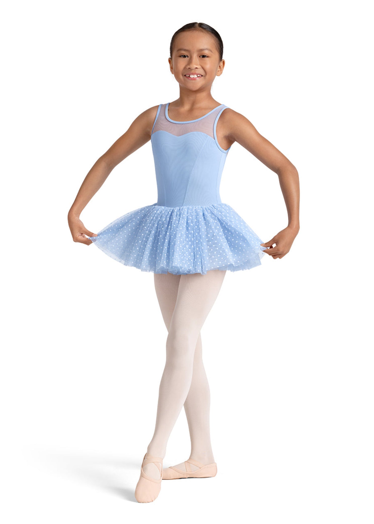 Mesh Tank Leotard Blue front view