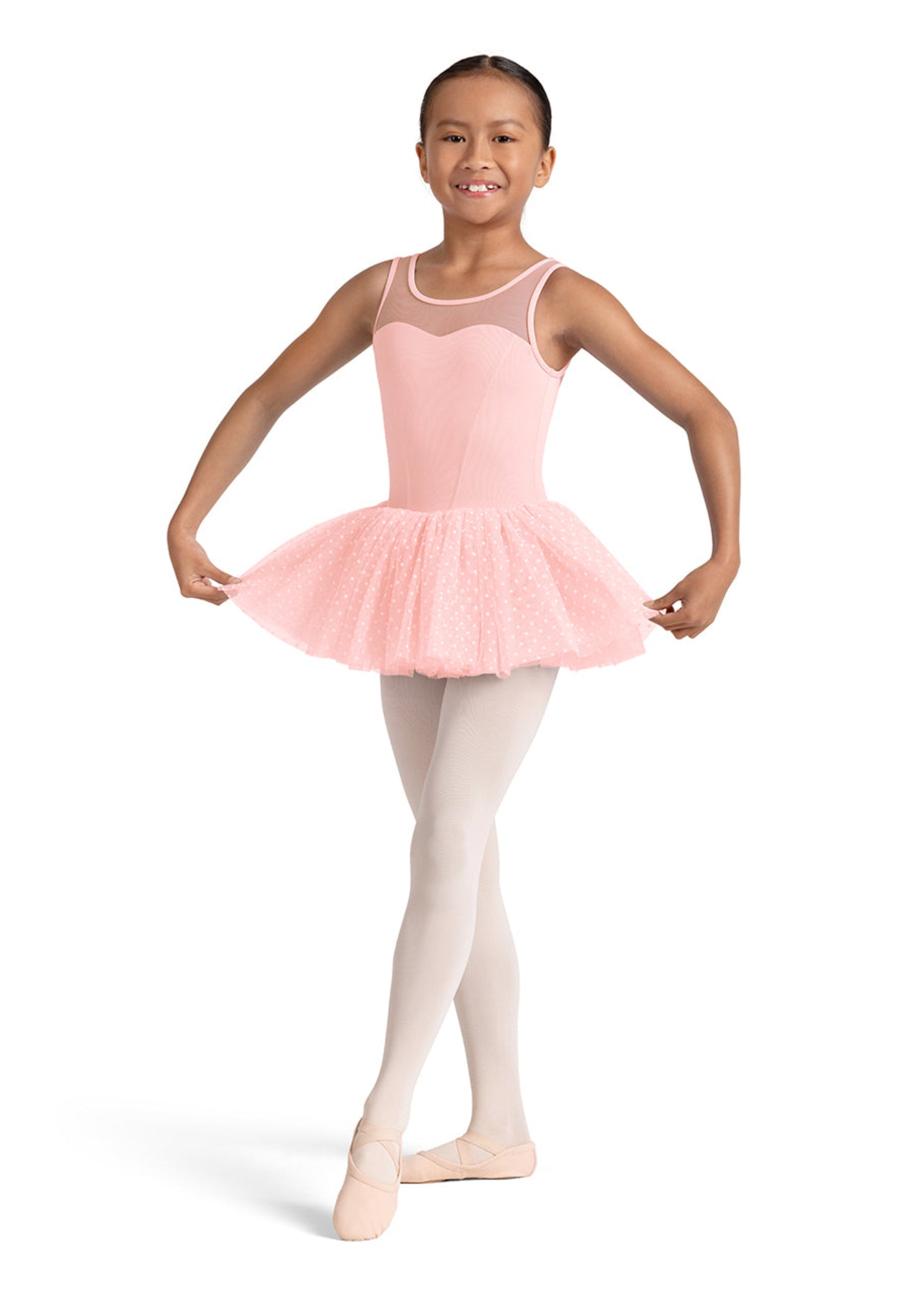 Mesh Tank Leotard Pink front view