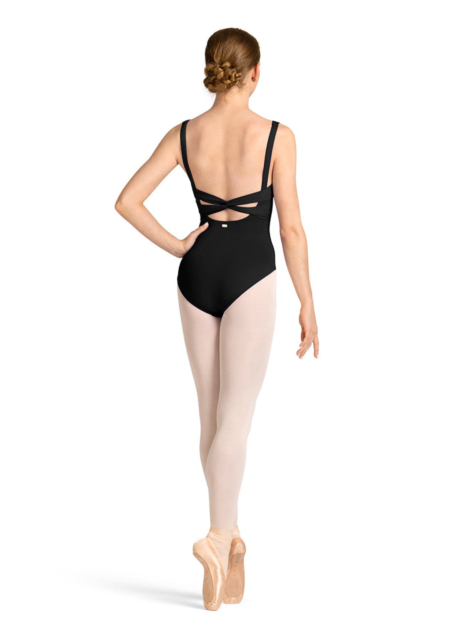 Twist Back Tank Leotard Black back view