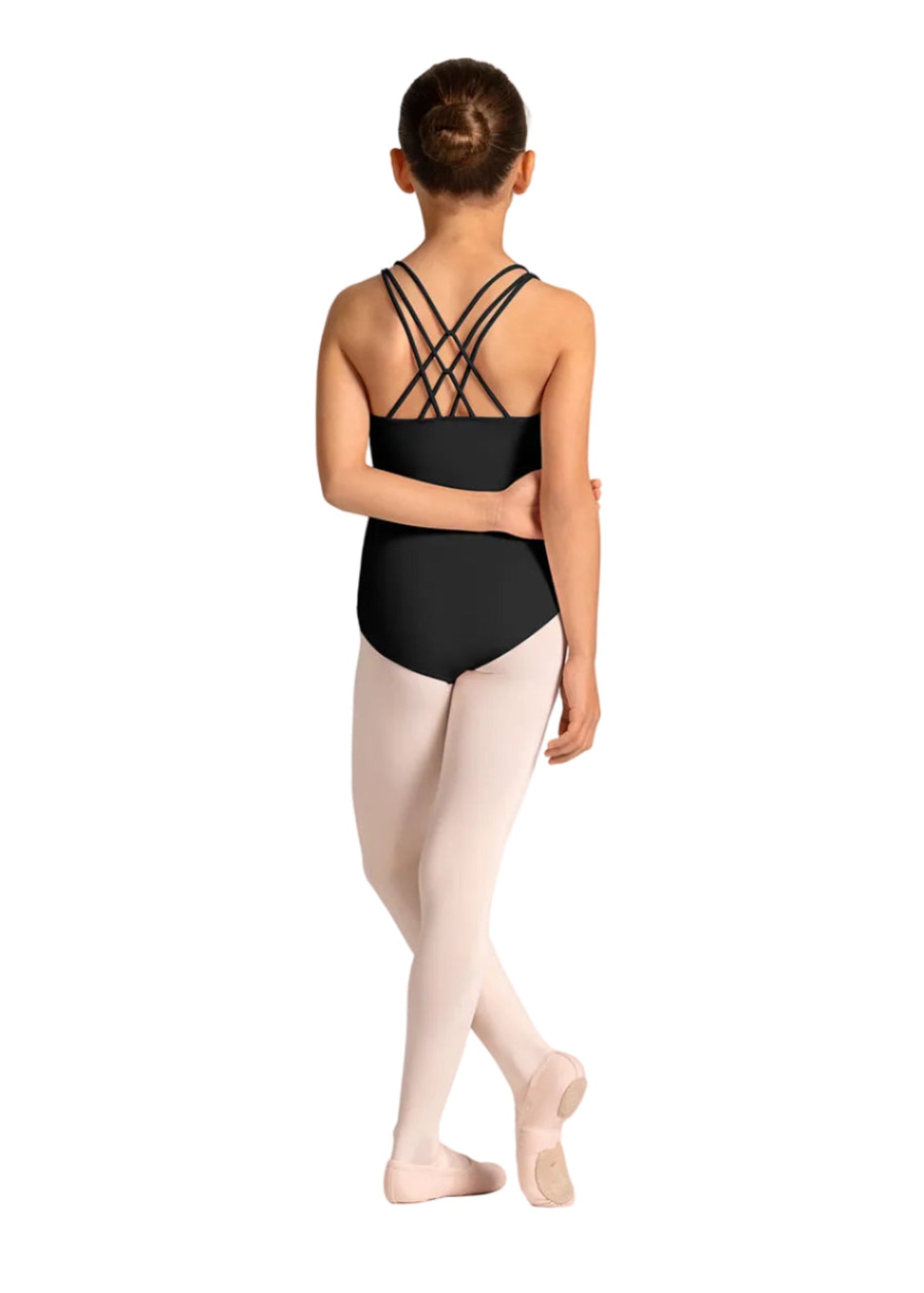 Strap Back Cami Leotard Black back view