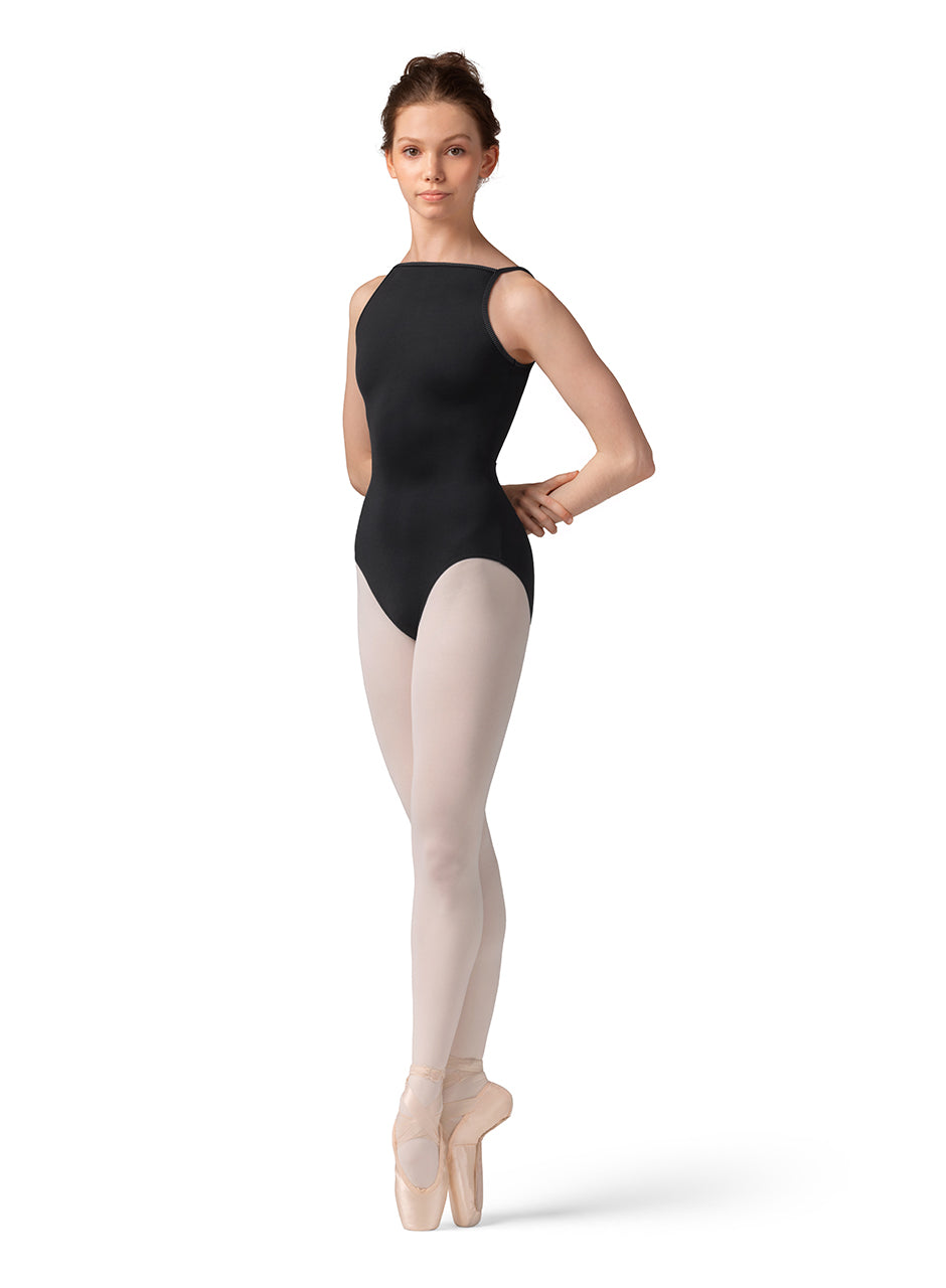 Boat Neck Leotard Black front view