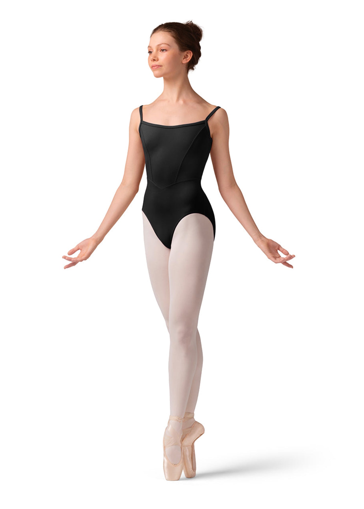 Mesh Camisole Leotard Black front view