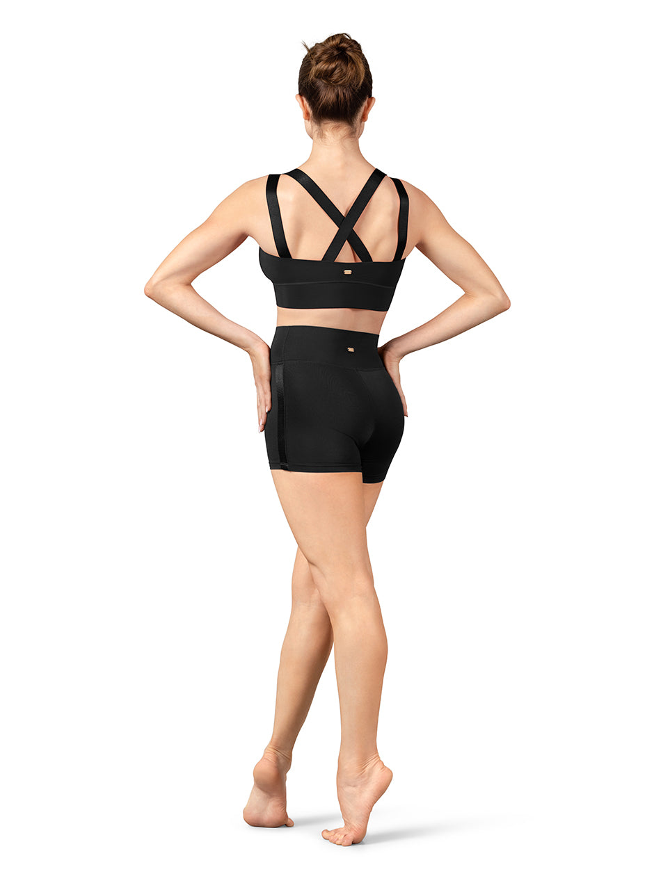 Cross Back Camisole Crop Top Black back view