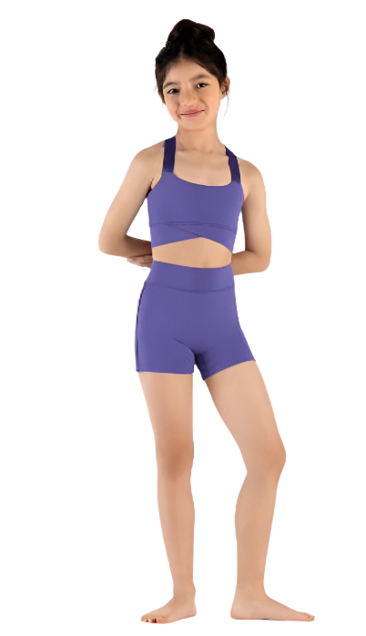 Strappy Back Bra Crop Top Tanzanite front view