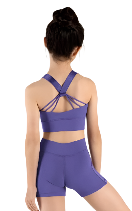Strappy Back Bra Crop Top Tanzanite back view
