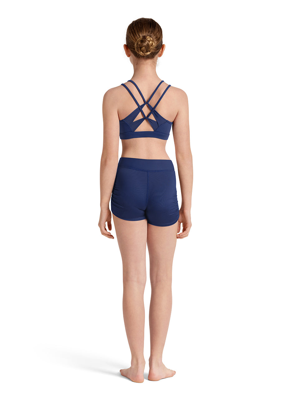 Ruched Side Shorts Ink Blue back view