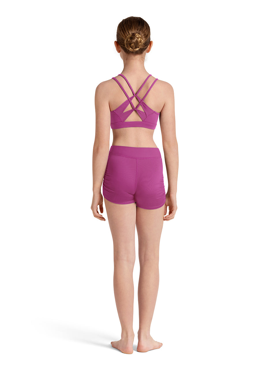 Ruched Side Shorts Magenta back view