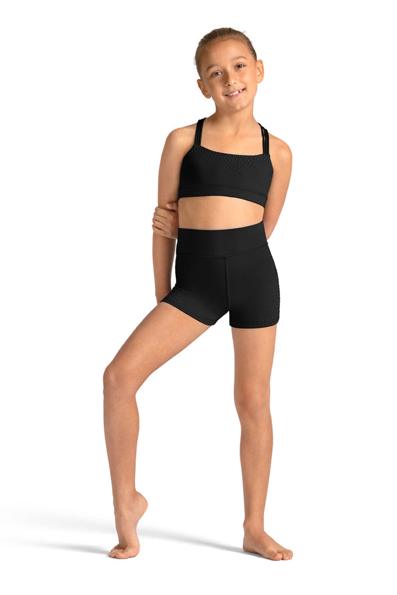 Gel Print Shorts Black front view