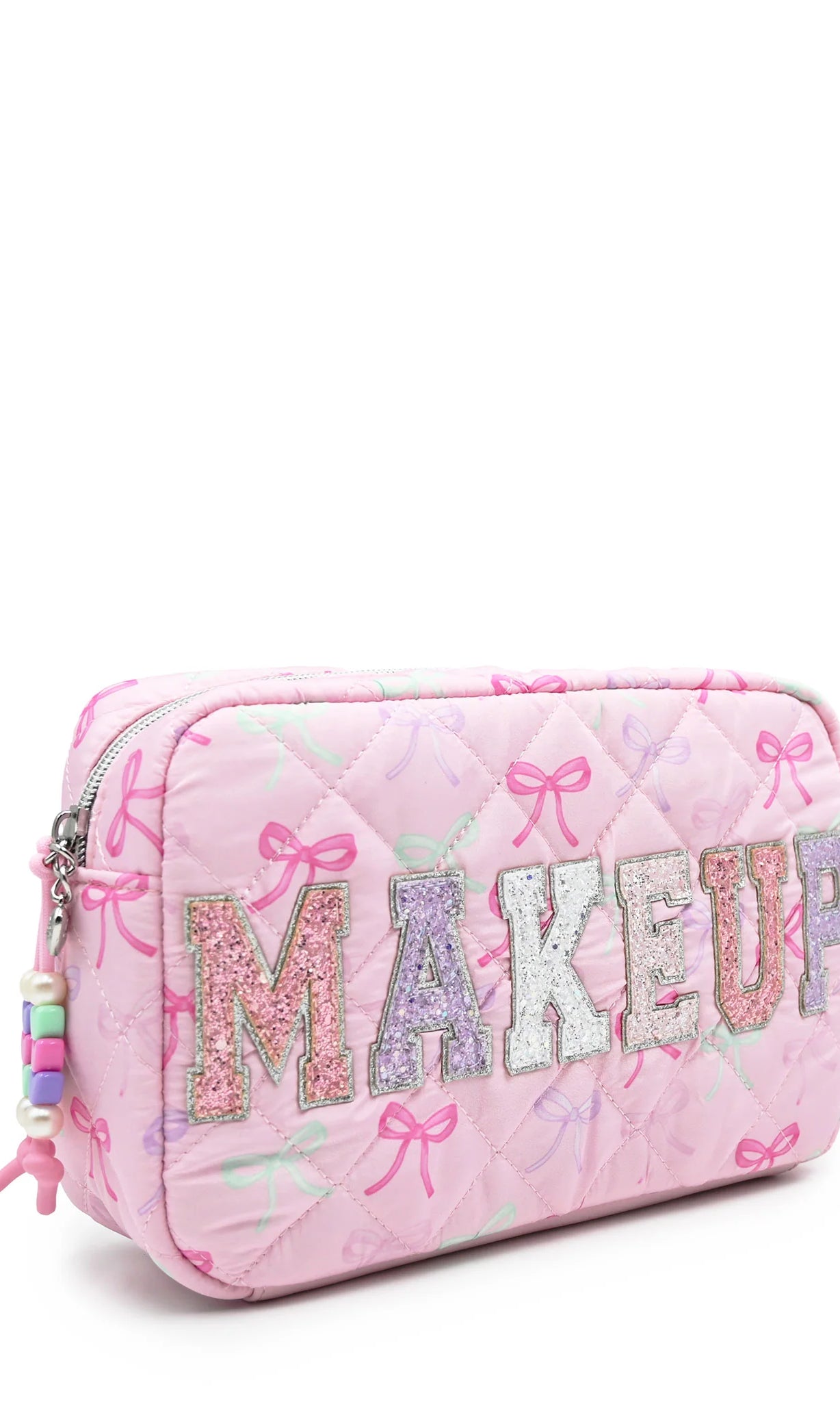 Makeup Bow Pouch Pink front side view