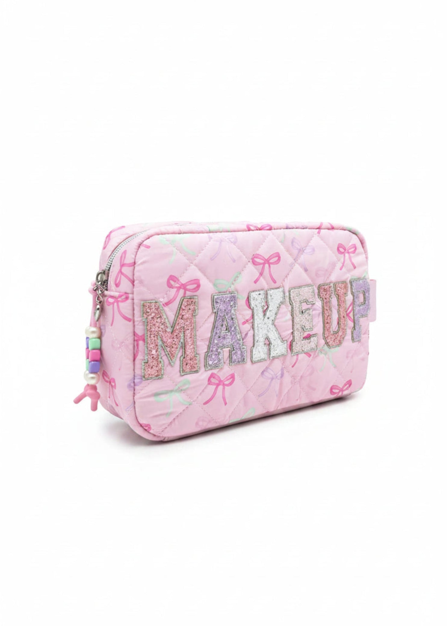 Makeup Bow Pouch Pink side view