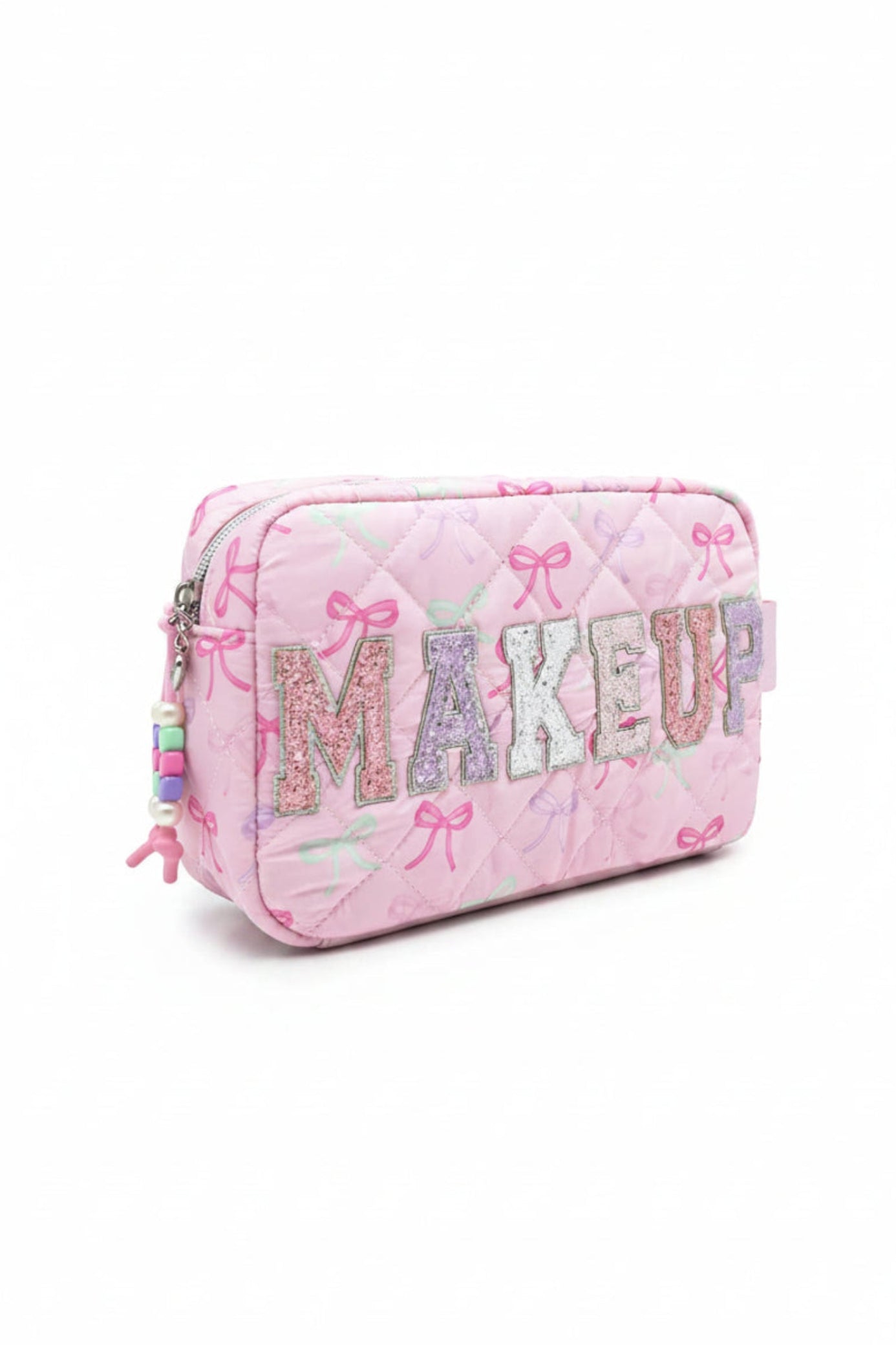 Makeup Bow Pouch Pink side view