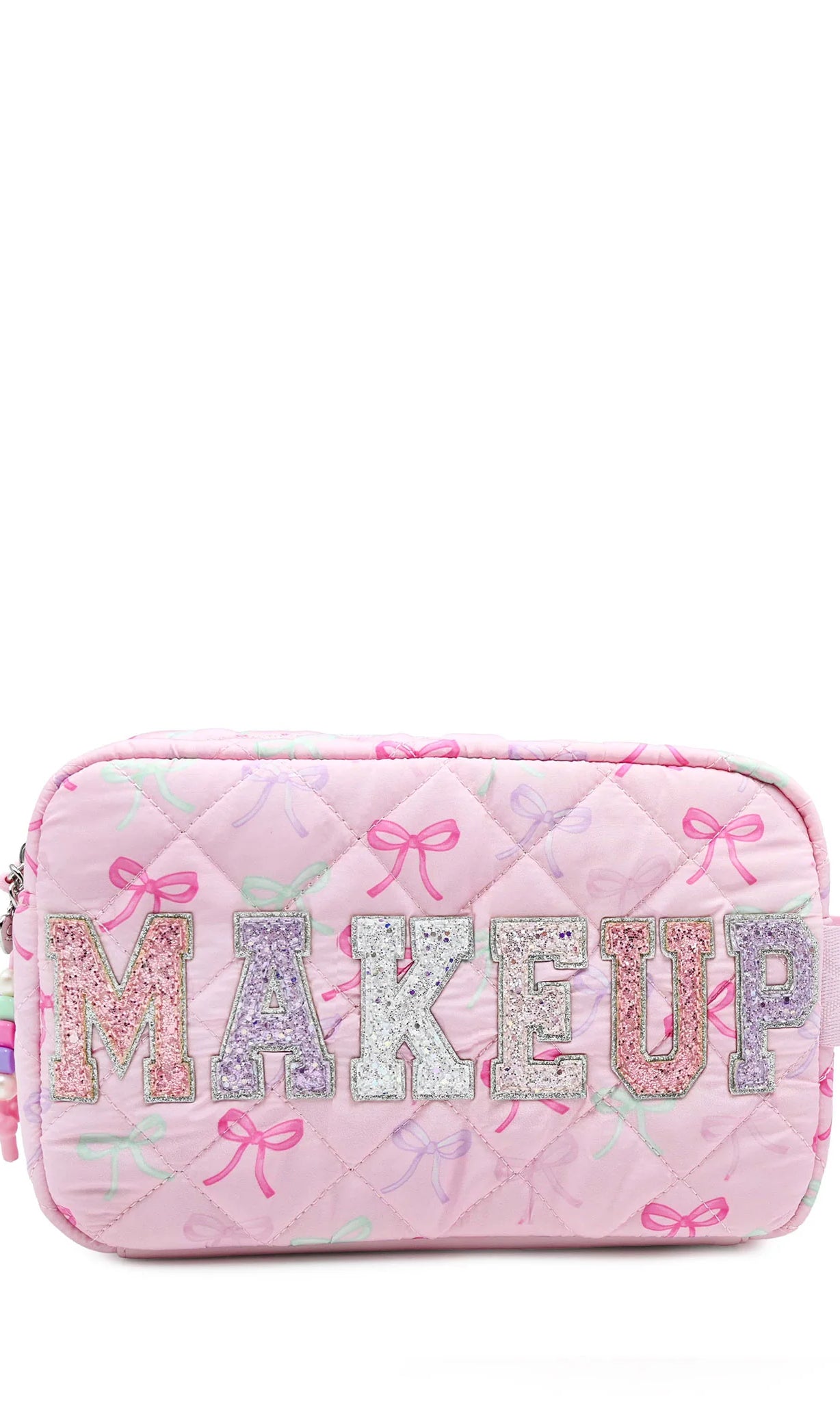 Makeup Bow Pouch Pink front view