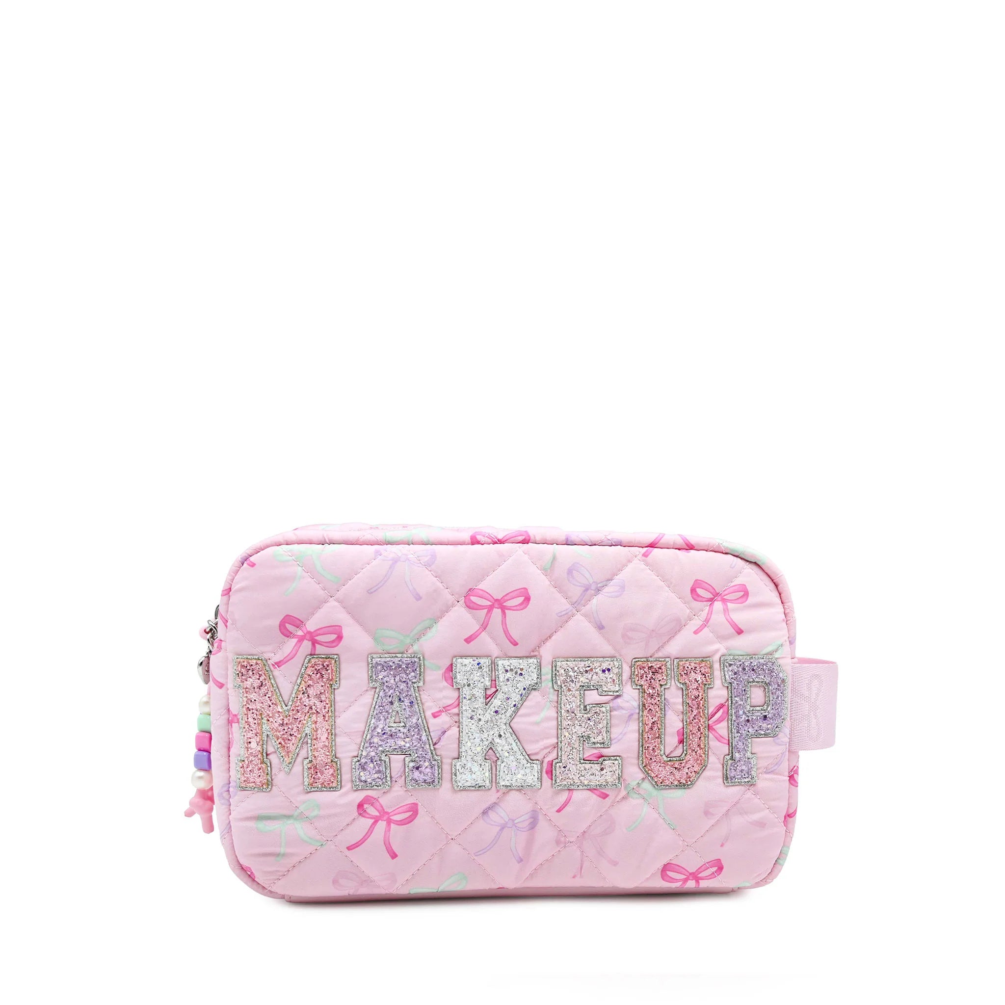 Makeup Bow Pouch Pink front view