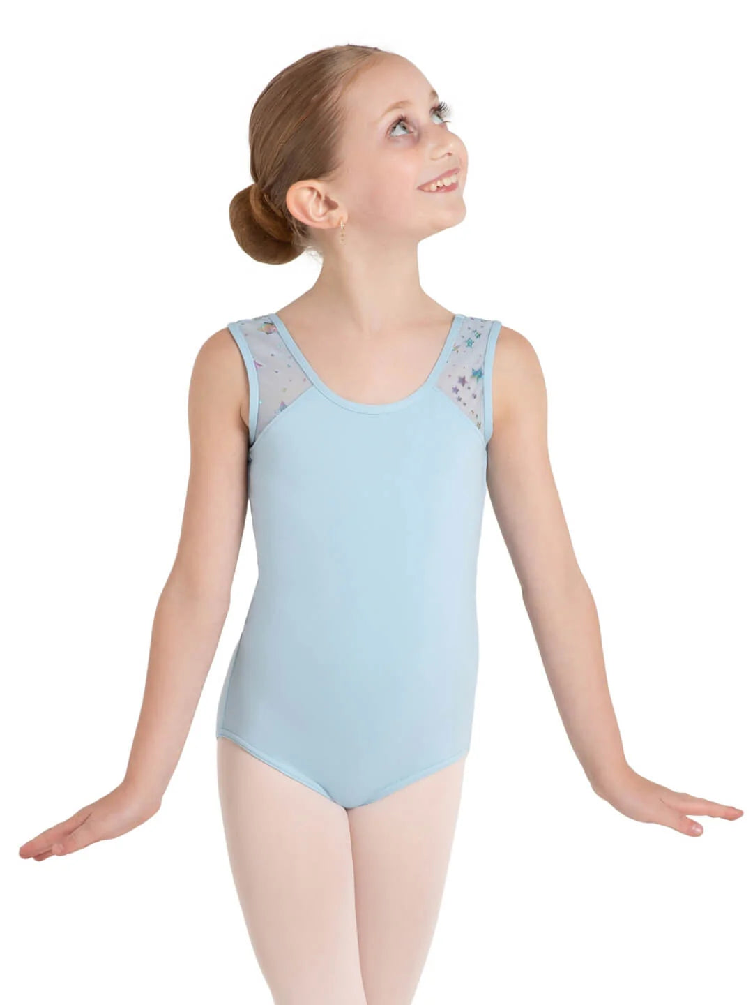 Mars Mesh Leotard Light Blue front view