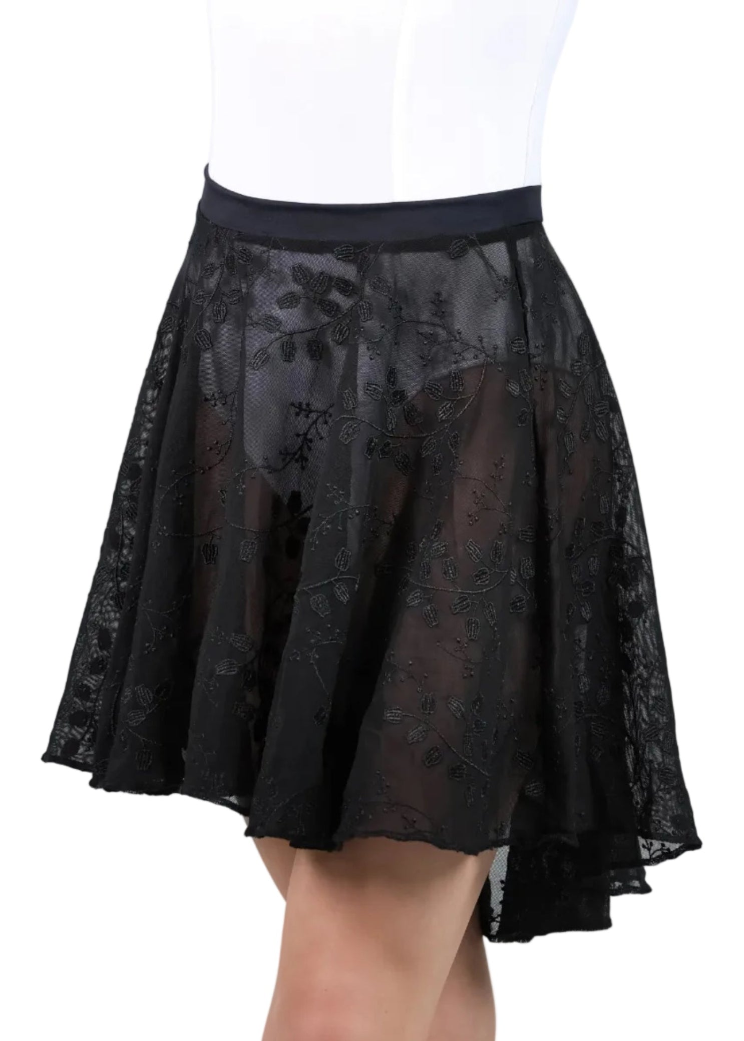 Midi Length Skirt Black front view