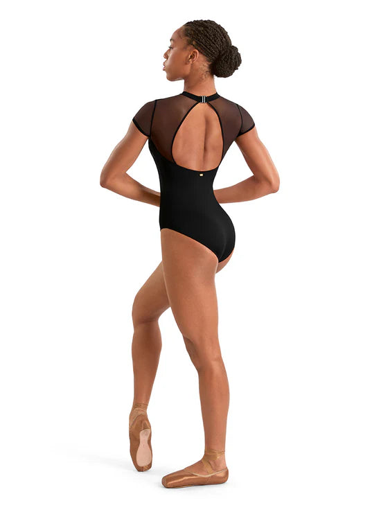 Mock Neck Leotard Black back view