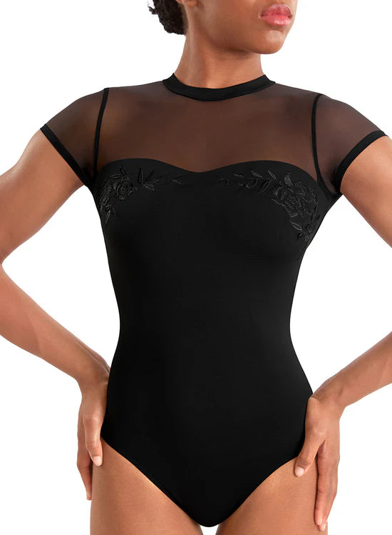 Mock Neck Leotard Black detail view